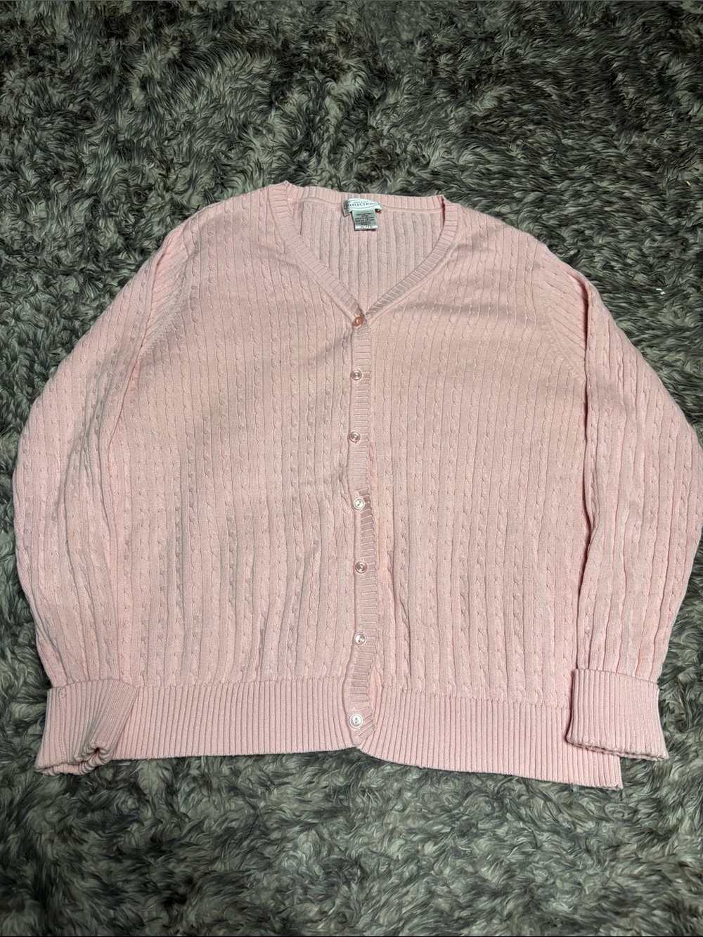 Northern Reflections Light Pink Cable Knit Button-Up Cardigan